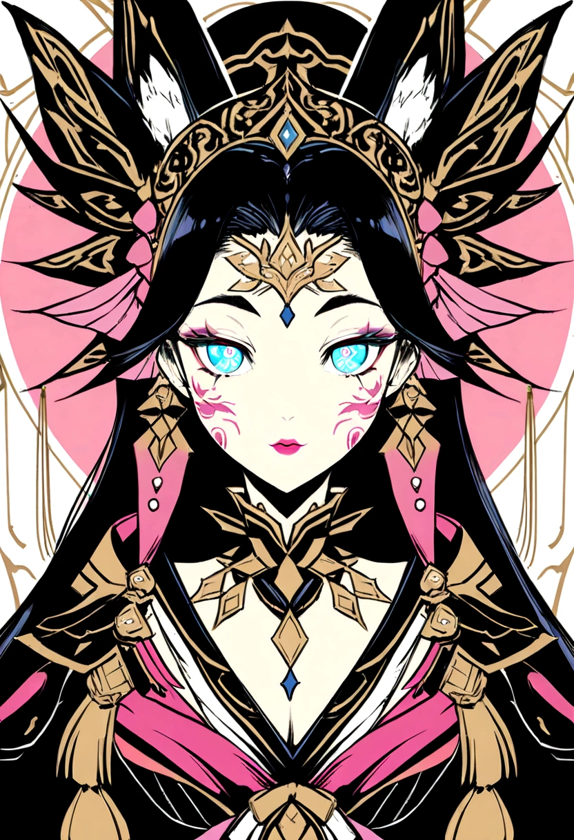 (1 girl), (((solo))), Full body standing painting, (solo), Clear facial features, (fox ear，Cherry blossom hair accessories，Bow knot), Simple line design, (( ukiyo-style, character  design)), A combination of pink and colorful, Zephyr elements, Onmyoji detailed art, Standing drawings of characters, ((flatcolors)), tmasterpiece，top Quority，best qualtiy，Ultra-high resolution, ((Clear facial features，beautidful eyes，beauitful face, Exquisite facial features))