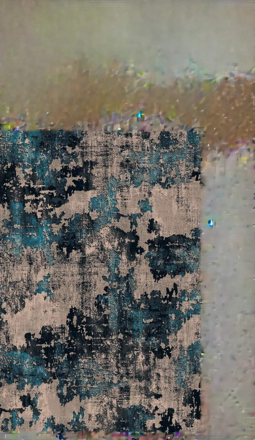 a close up of a blue and gray rug with a pattern, abstract texture, textured like a carpet, decay texture, worn decay texture, abstract high quality, seamless texture, weathered surfaces, video game texture, turquoise rust, grainy texturized dusty, abstracted, intricate abstract, painterly texture, weathered concrete, weathered, abstract edges