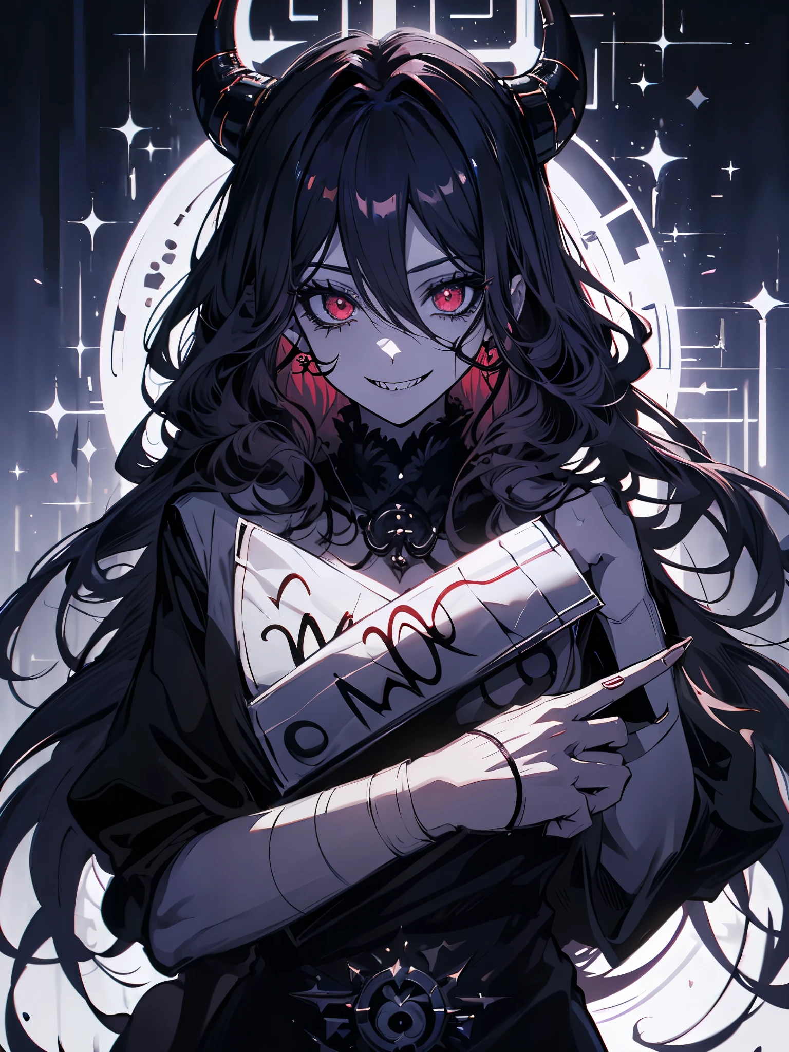 Princess of darkness with eyes of blood, Red hair, tails, evil smile, (((fully body, putting hand to mouth, devilish smile and frizzy eyes))), anime styling, Lens flare, high détail, First person view, cinematic lighting, work of art, super detaill, best qualityer, 8K, ultra HD