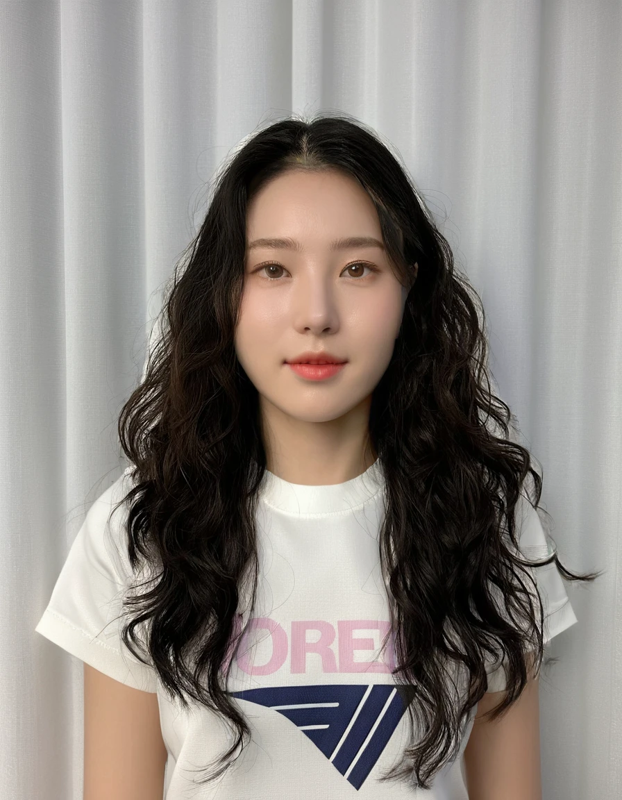 Best Quality, 8k, Masterpiece, (Portrait: 1.3), (photo realistic:1.4), (hyper realistic:1.4), Sharp Focus, looking at viewer, (smoother lighting:1.1), (increase cinematic lighting quality:0.9), realistic lighting, backlighting, light on face, ray trace, (brightening light:1.2), (Increase quality:1.4), sharp detail, (best quality real texture skin:1.4), finely detailed eyes, black_eyes, finely detailed face, 25 year old Korean woman, (white formal_shirt:1.4), (Create an image maintaining the original base model hairstyle:1.5)
