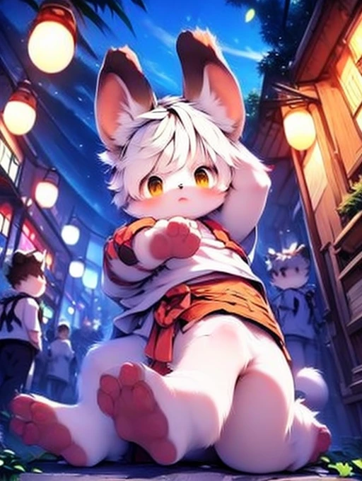 Civet cat, , cute, (With two people), (((Has brown and white fur))), Big purple eyes, Blushing, smile, Open your mouth, walking, night, Ancient Asian cities, bright street lights, Blue and black slate road, Empty Streets, Starry Sky, Shadow, Detailed facial depiction, ((Accurate hand drawing)), レンブラントの光とShadow, Ultra-fine,Completely naked,Naked,Naked,Sleep on your back,Spread your legs and point your crotch,lift both legs up,Embarrassing,Embarrassing表情,Small dick,Animal penises,anus,Furry,kemono,Hairy boy,Animal body types,