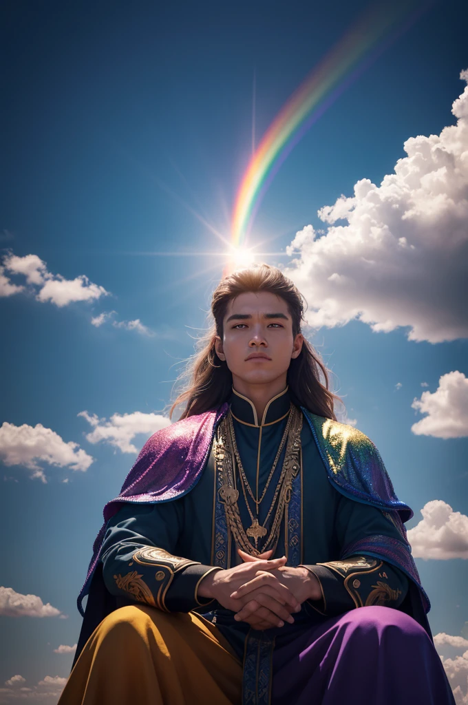 Describe what Ezekiel saw:
Ezekiel 1:26-28 NTLH
[26] Above the curved canopy was a throne-like thing made of sapphire.. Nele, someone who looked like a man was sitting [27] and which shone as if it were bronze in the midst of the fire. It all glowed with the same fiery glare. [28] And its light had all the colors of the rainbow in the clouds. This was the bright light that shows the presence of the glory of the Lord.

