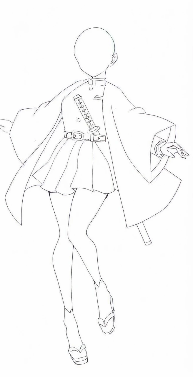 Create an avatar of a woman with black and green hair wearing the demon hunter uniform from the anime Demon Slayer