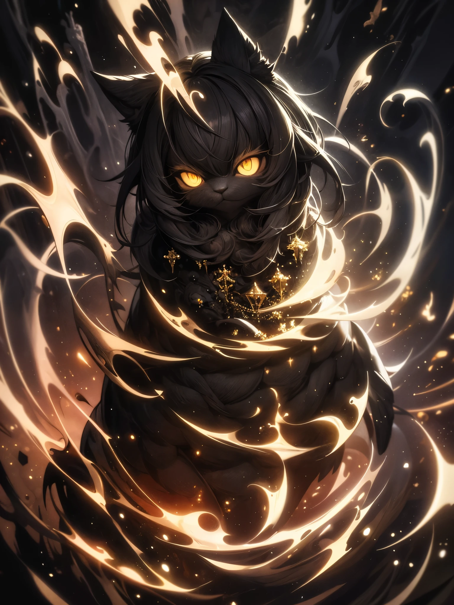 (dark surroundings:0.8),work of art, high qualiy, Absurd resolution, digitalpainting (work of art), by dagasi, ye - yeah,kiyosan,(anthropo,cute fur,character focus:1.1),anthropo male cat,shorth hair,portraite, glare eyes,panorama,character focus.(detailed back ground:0.7),...