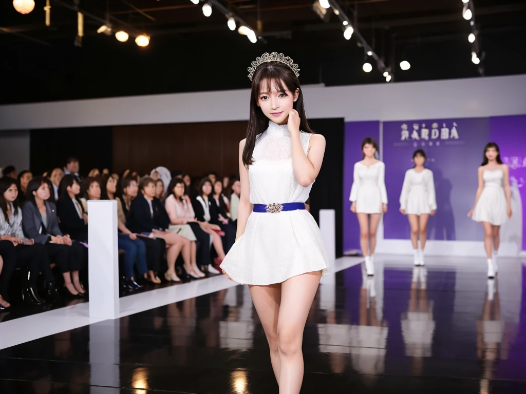 An extremely beautiful Japanese high school girl race queen who highlights her beautiful legs、She was photographed walking down the runway at a fashion show wearing Umbra's new underwear.、She is an eternal idol who combines a clean look with modern charm.。 She creates such beauty。 She feels her own warmth。 She creates a warm atmosphere。 We create beauty。 That's what I want to say。 In her full body photo、The figure features porcelain-like skin and golden hair that radiates a soft glow.。 This is probably、It captured the essence of her timeless charm.、This is the best shot ever.。 Each straight line and curve is carefully expressed.、Breathtakingly beautiful with impeccable detail。 This piece perfectly captures her timeless beauty.。 Divine Proportions、Sharp focus、Full-body photo taken by Kishin Shinoyama、high quality、High resolution、Detailed Background