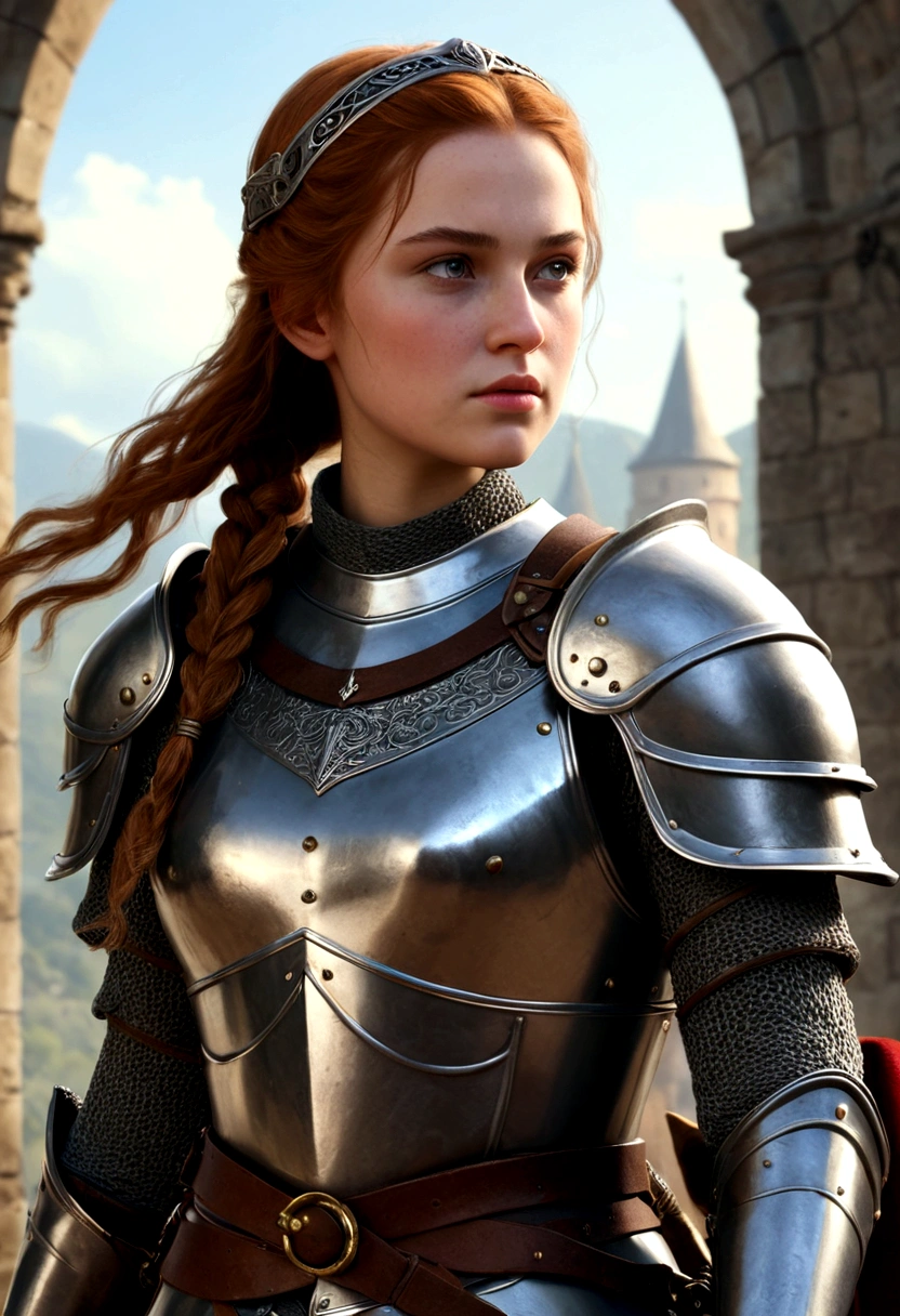 realistic, 1 girl, valkyrie, knight, helmet, medieval, warrior,look at viewer
