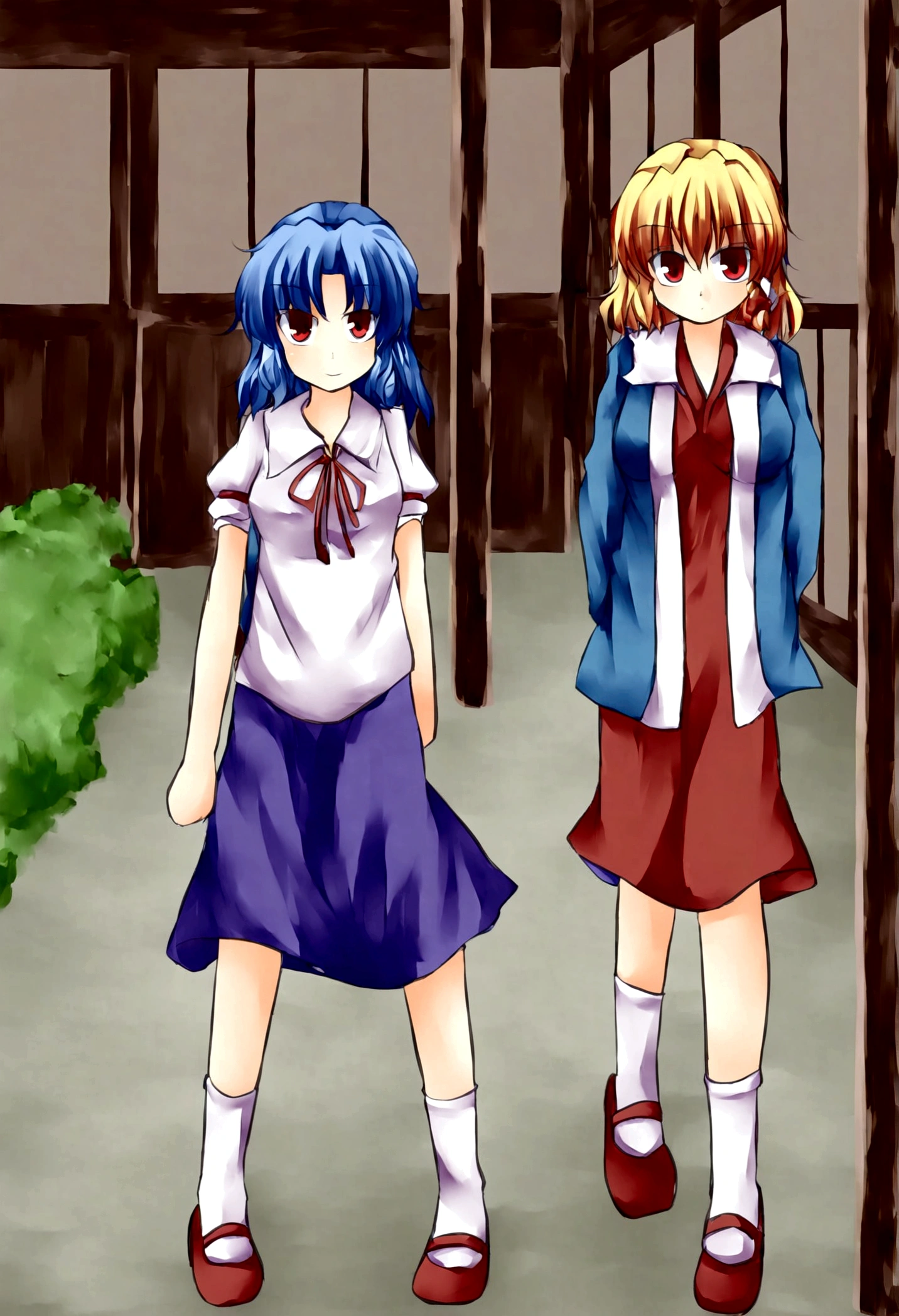 (oekaki:1.5),yuuka_touhou, 1girl,white socks,red mary janes,(casual clothes:1.5)
