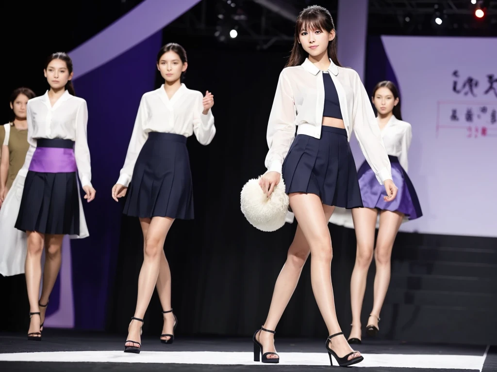 An extremely beautiful Japanese high school girl race queen who highlights her beautiful legs、She was photographed walking down the runway at a fashion show wearing Umbra's new underwear.、She is an eternal idol who combines a clean look with modern charm.。 She creates such beauty。 She feels her own warmth。 She creates a warm atmosphere。 We create beauty。 That's what I want to say。 In her full body photo、The figure features porcelain-like skin and golden hair that radiates a soft glow.。 This is probably、It captured the essence of her timeless charm.、This is the best shot ever.。 Each straight line and curve is carefully expressed.、Breathtakingly beautiful with impeccable detail。 This piece perfectly captures her timeless beauty.。 Divine Proportions、Sharp focus、Full-body photo taken by Kishin Shinoyama、high quality、High resolution、Detailed Background