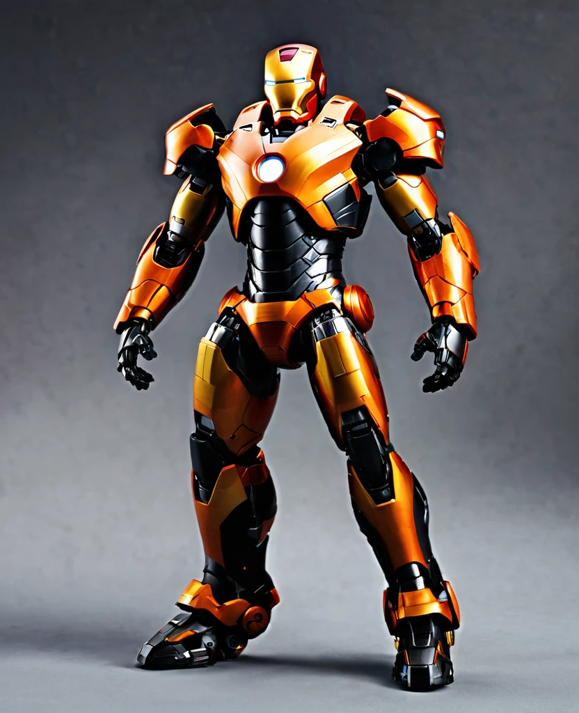 War machine, orange black colour, full body, heroic, Ironman war mechine,