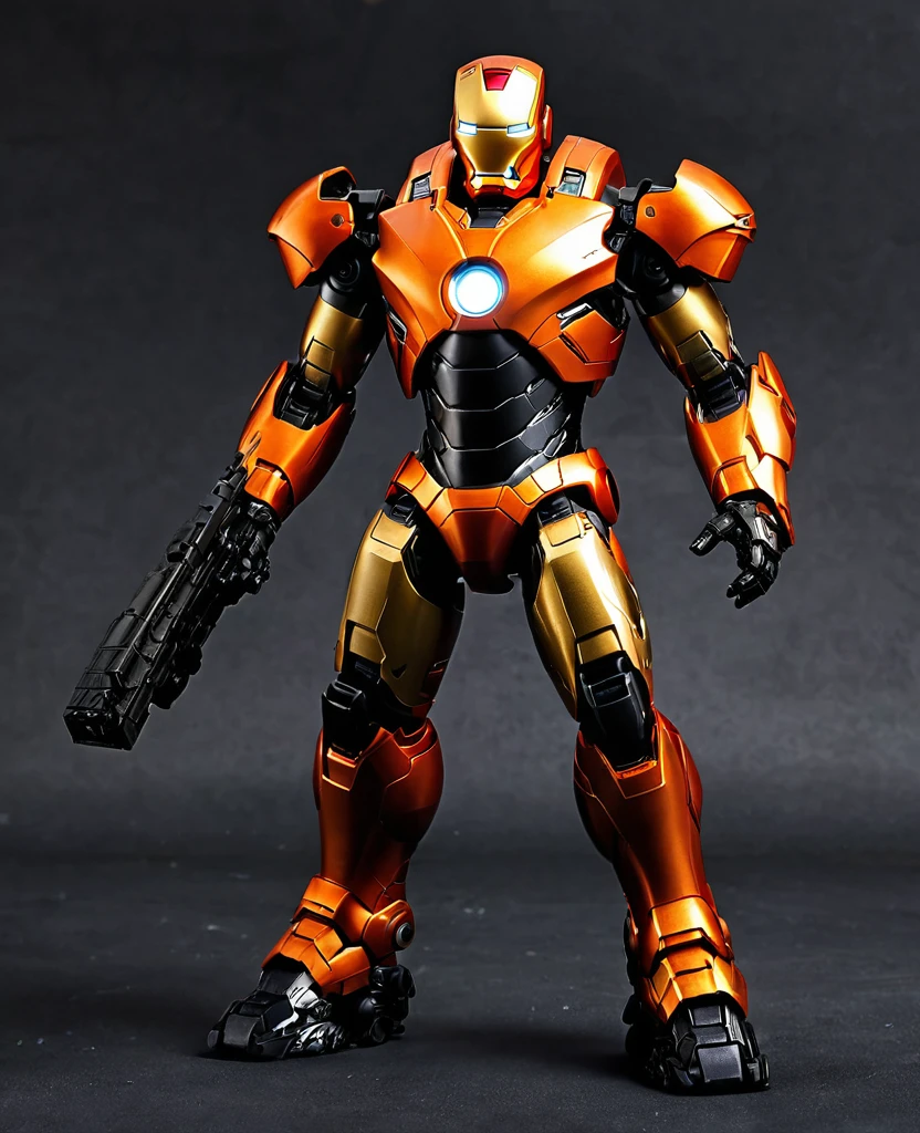 War machine, orange black colour, full body, heroic, Ironman war mechine, 