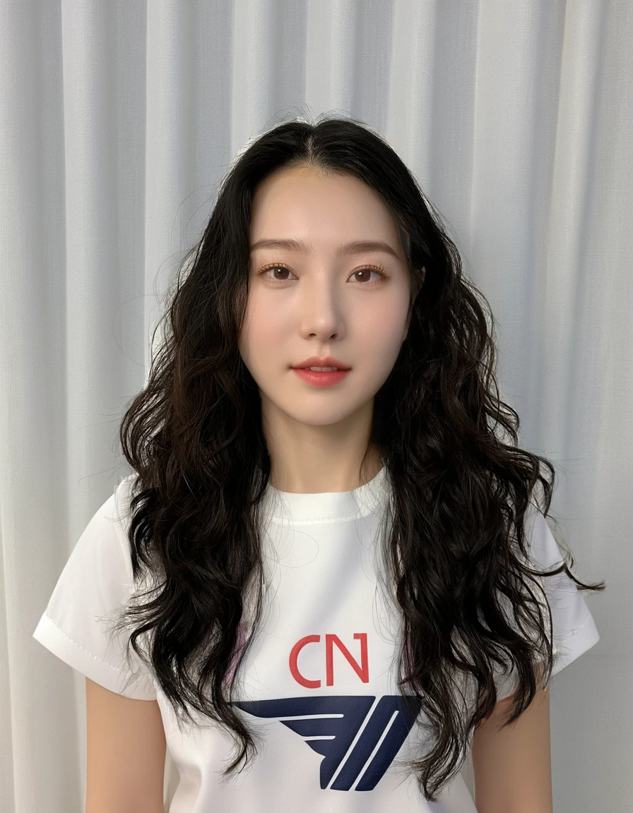 Best Quality, 8k, Masterpiece, (Portrait: 1.3), (photo realistic:1.4), (hyper realistic:1.4), Sharp Focus, looking at viewer, (smoother lighting:1.1), (increase cinematic lighting quality:0.9), realistic lighting, backlighting, light on face, ray trace, (brightening light:1.2), (Increase quality:1.4), sharp detail, (best quality real texture skin:1.4), finely detailed eyes, black_eyes, finely detailed face, 25 year old Korean woman, (white formal_shirt:1.4), (Create an image maintaining the original base model hairstyle:1.5)