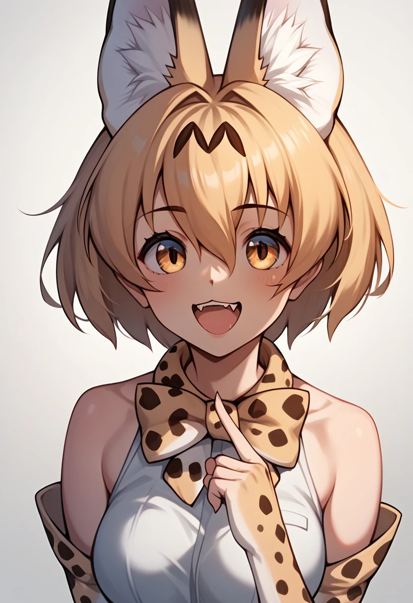 Score_9, Score_8_up, Score_7_up, Score_6_up, Score_5_up, Score_4_up, source_anime, 1girl, servalkemono, serval ears, anime style, happy