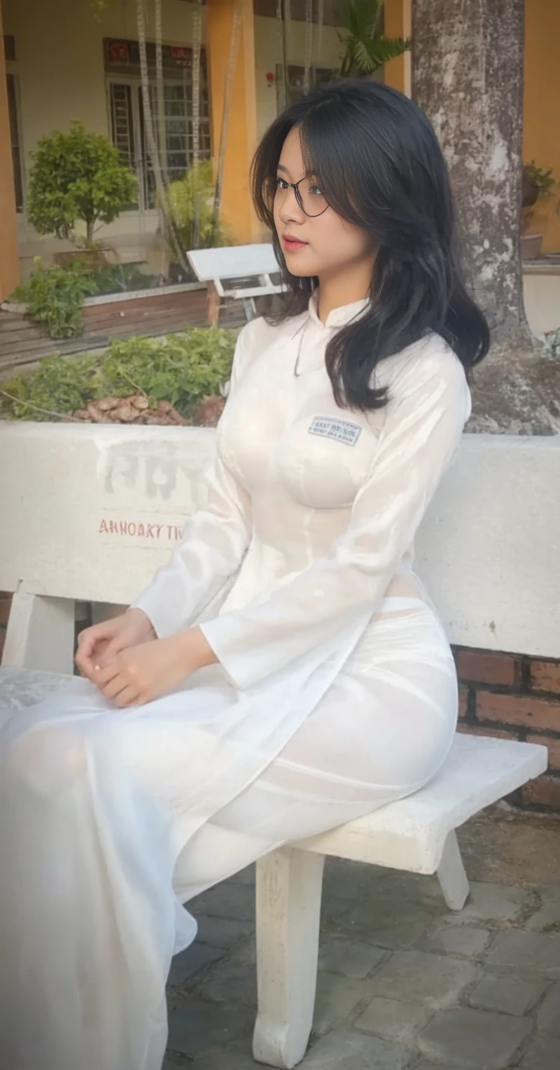 
see-through clothing, clearly visible underwear and body inside, see-through panties, see-through bra, Tuyet Linh,