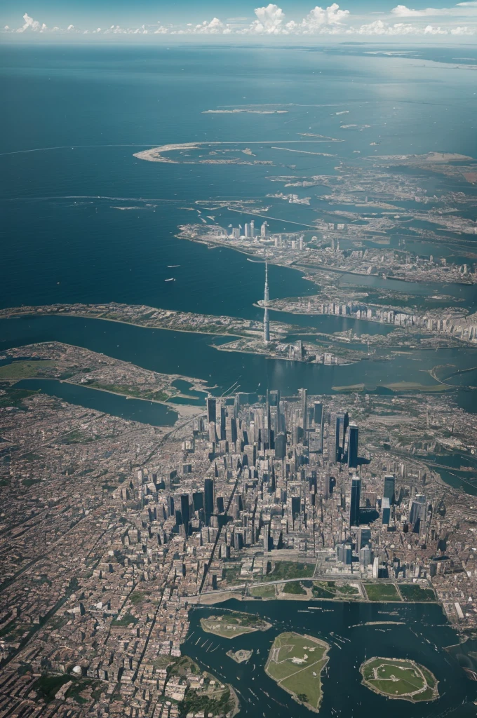 Image of the sea level rising compared to the cities starting to flood