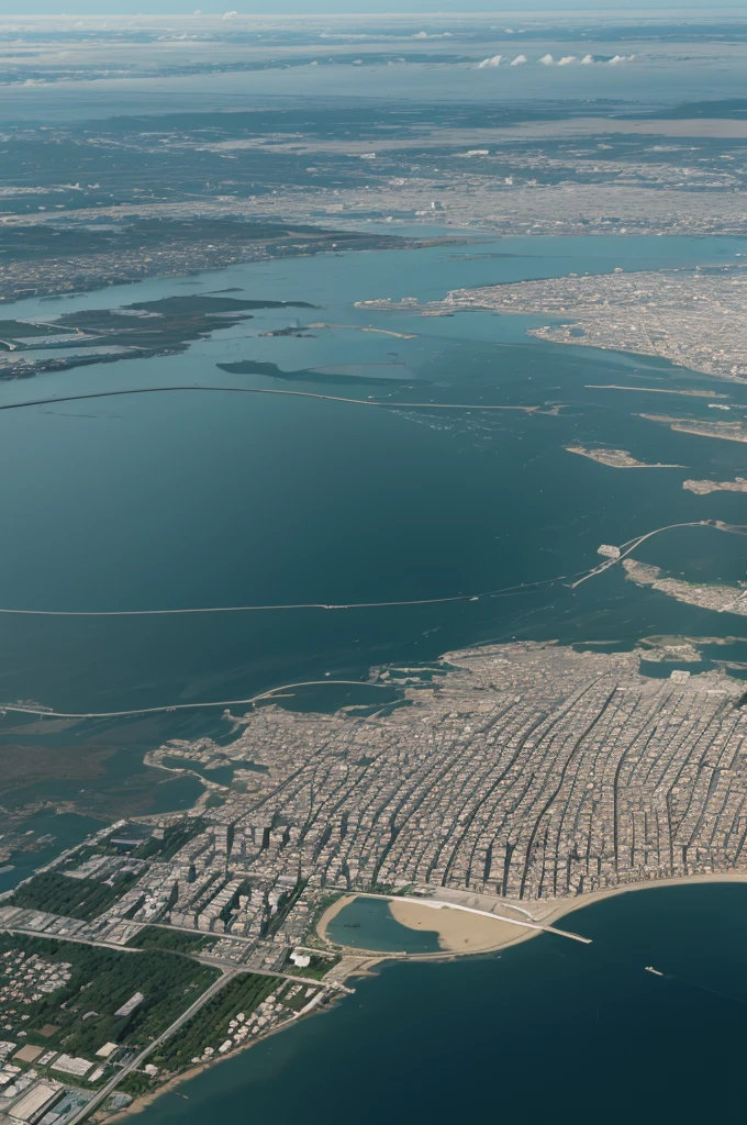 Image of the sea level rising compared to the cities starting to flood