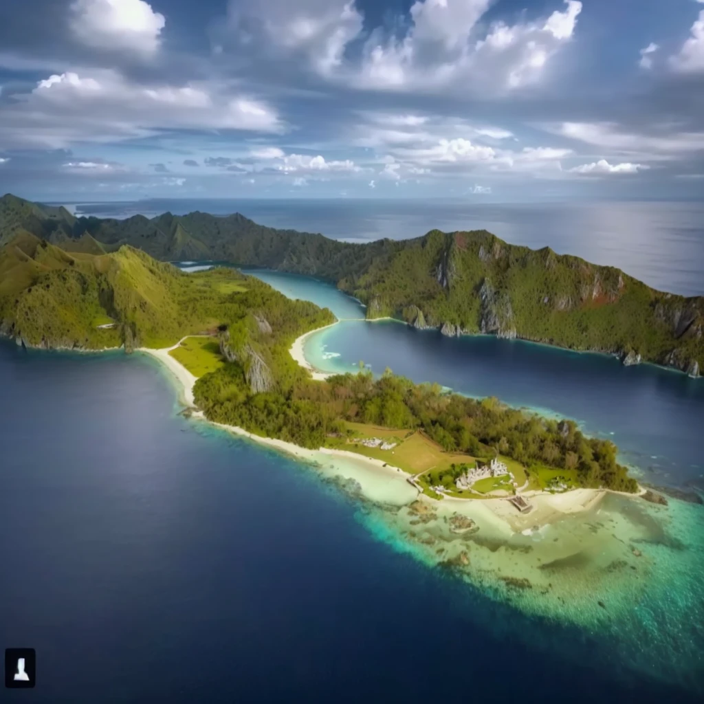 an aerial view of a small island surrounded by water, drone photography, indonesia national geographic, indonesia, shot from drone, reddit post, instagram post, shot from a drone, by Daren Bader, ariel view, unbelievably beautiful, aerial photography, incredibly beautiful, drone photograpghy, two medium sized islands, true realistic image, stunning sight, drone photo, drone shot