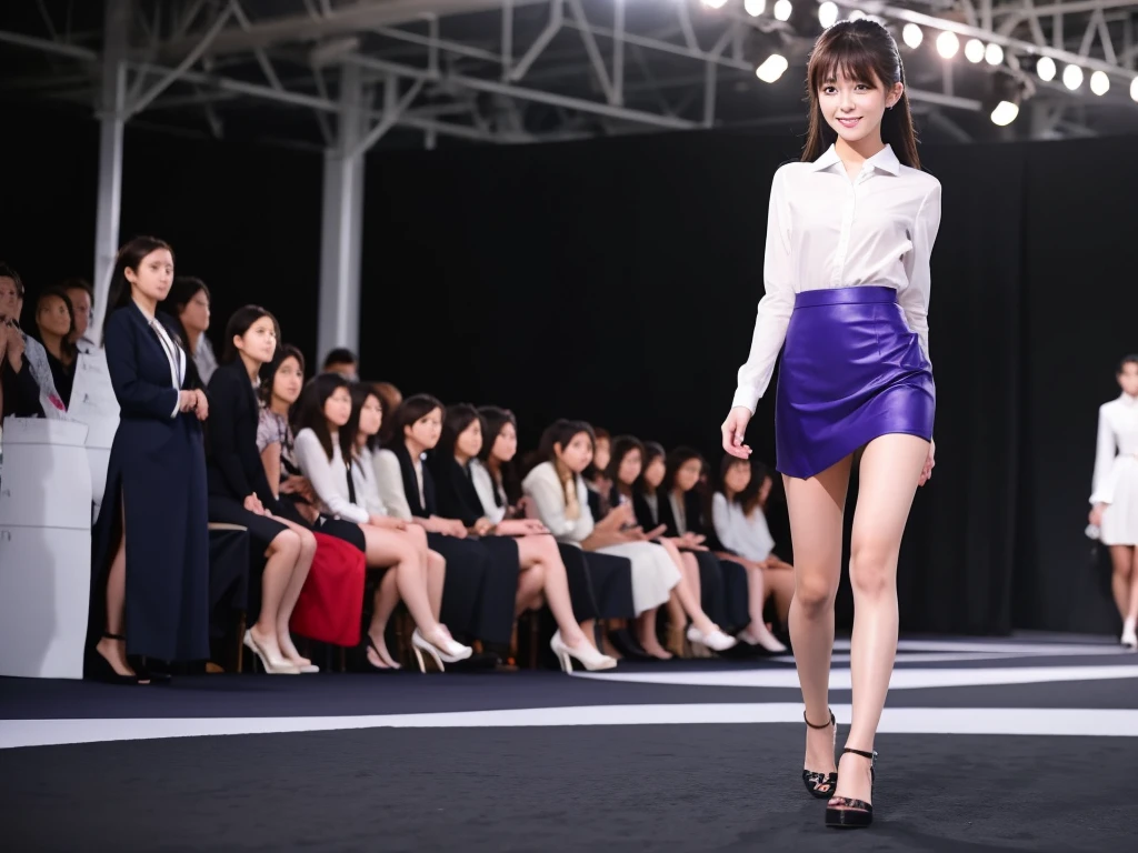 An extremely beautiful Japanese high school girl race queen who highlights her beautiful legs、She was photographed walking down the runway at a fashion show wearing Umbra's new underwear.、She is an eternal idol who combines a clean look with modern charm.。 She creates such beauty。 She feels her own warmth。 She creates a warm atmosphere。 We create beauty。 That's what I want to say。 In her full body photo、The figure features porcelain-like skin and golden hair that radiates a soft glow.。 This is probably、It captured the essence of her timeless charm.、This is the best shot ever.。 Each straight line and curve is carefully expressed.、Breathtakingly beautiful with impeccable detail。 This piece perfectly captures her timeless beauty.。 Divine Proportions、Sharp focus、Full-body photo taken by Kishin Shinoyama、high quality、High resolution、Detailed Background