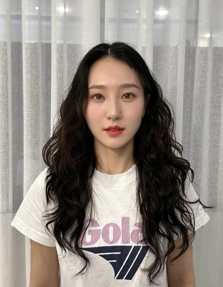 Best Quality, 8k, Masterpiece, (Portrait: 1.3), (photo realistic:1.4), (hyper realistic:1.4), Sharp Focus, looking at viewer, (smoother lighting:1.1), (increase cinematic lighting quality:0.9), realistic lighting, backlighting, light on face, ray trace, (brightening light:1.2), (Increase quality:1.4), sharp detail, (best quality real texture skin:1.4), finely detailed eyes, black_eyes, finely detailed face, 25 year old Korean woman, (white formal_shirt:1.4), (Create an image maintaining the original base model hairstyle:1.5)
