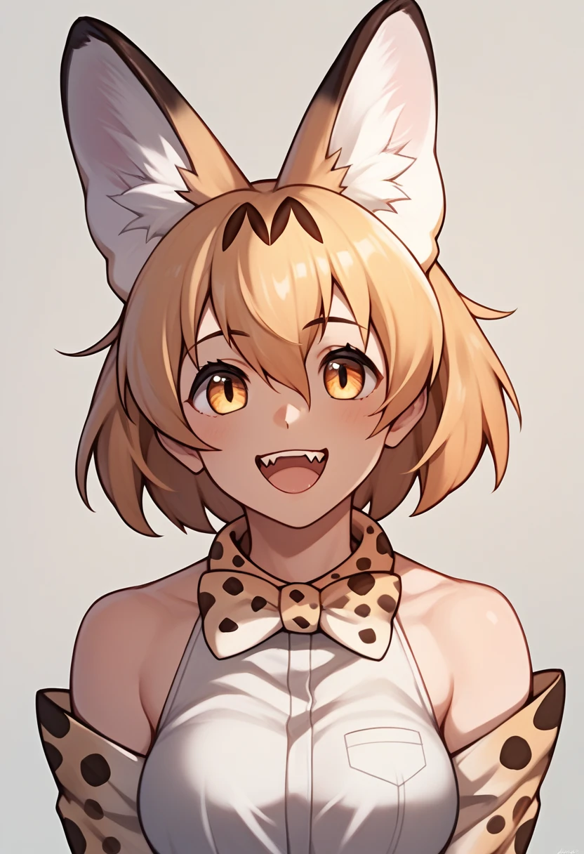 Score_9, Score_8_up, Score_7_up, Score_6_up, Score_5_up, Score_4_up, source_anime, 1girl, servalkemono, serval ears, anime style, happy