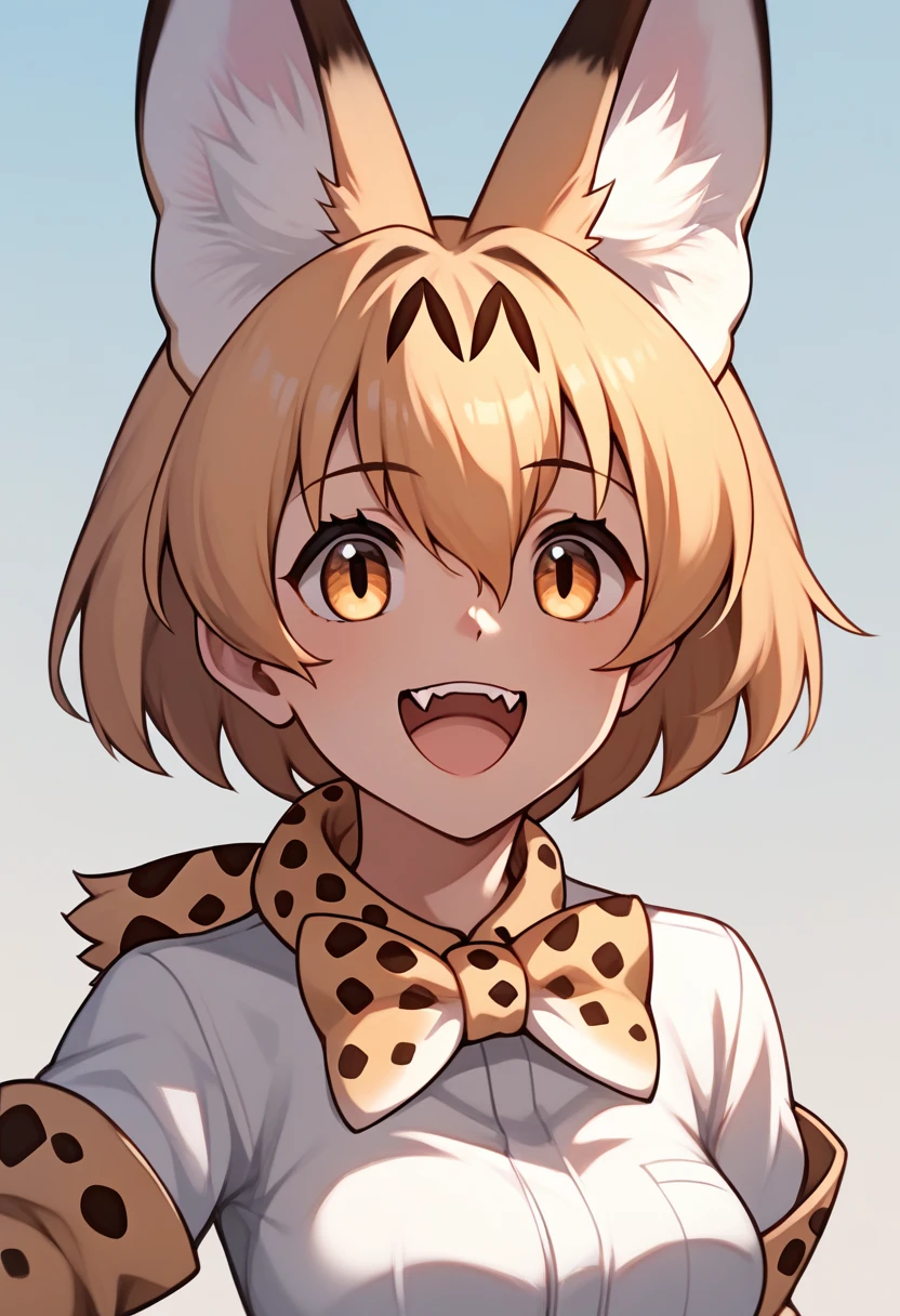 Score_9, Score_8_up, Score_7_up, Score_6_up, Score_5_up, Score_4_up, source_anime, 1girl, servalkemono, serval ears, anime style, happy