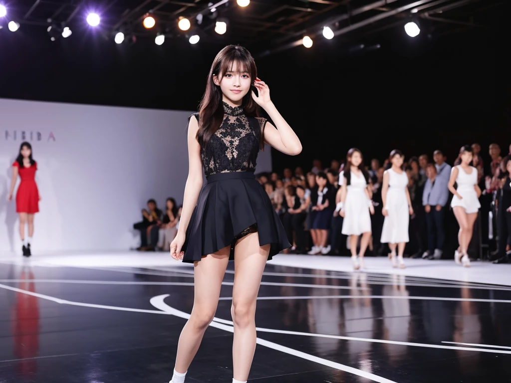 An extremely beautiful Japanese high school girl race queen who highlights her beautiful legs、She was photographed walking down the runway at a fashion show wearing Umbra's new underwear.、She is an eternal idol who combines a clean look with modern charm.。 She creates such beauty。 She feels her own warmth。 She creates a warm atmosphere。 We create beauty。 That's what I want to say。 In her full body photo、The figure features porcelain-like skin and golden hair that radiates a soft glow.。 This is probably、It captured the essence of her timeless charm.、This is the best shot ever.。 Each straight line and curve is carefully expressed.、Breathtakingly beautiful with impeccable detail。 This piece perfectly captures her timeless beauty.。 Divine Proportions、Sharp focus、Full-body photo taken by Kishin Shinoyama、high quality、High resolution、Detailed Background