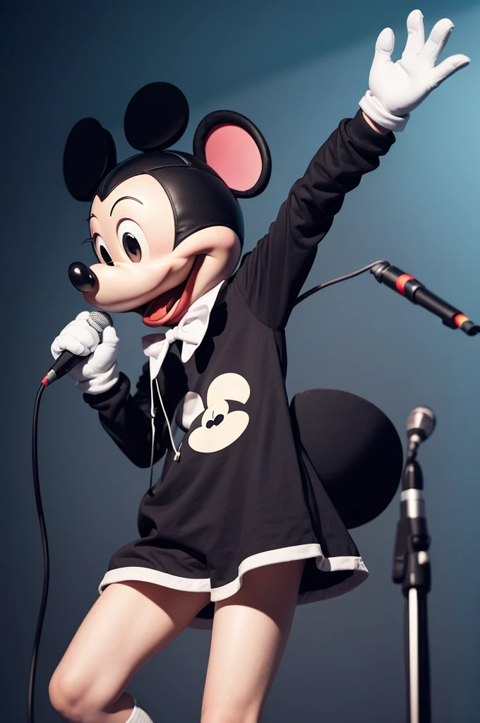 An image of Mickey with a microphone