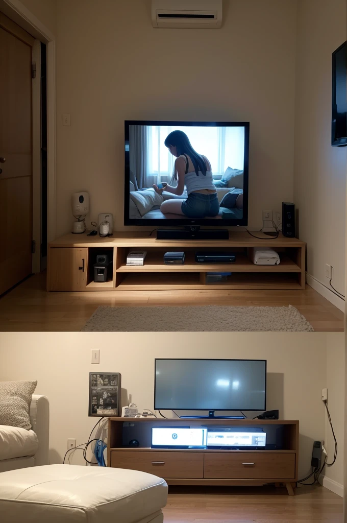 Images of someone turning off the light, someone taking cell phone chargers out of the socket and turning off connected TVs