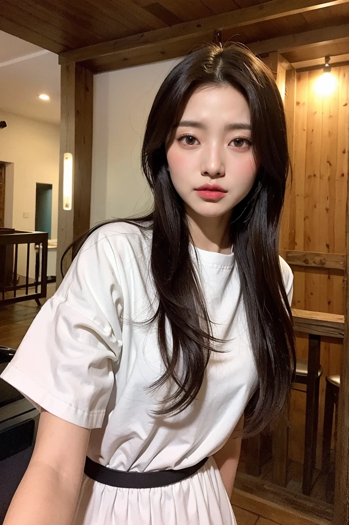 Girl in the inn's bedroom,naked,18-year-old,bangs,A small smile,Thighs,share,knees,Shortcuts,Low Ponytail,Wet hair and wet body,From below