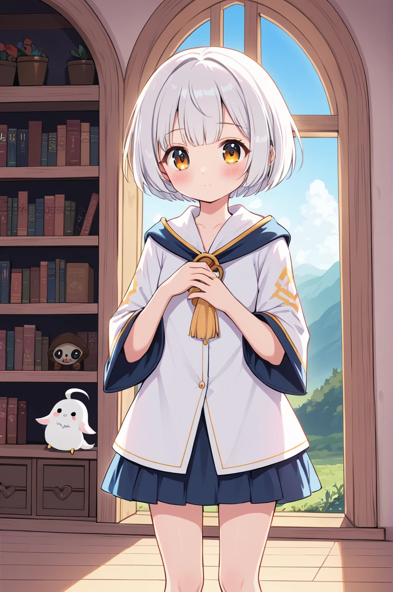 One girl, alone, cute, White Short Hair, Wizard's Hat, close, Shadowed face, (Tattered clothes:2.0), Oversized shirt, (skirt:1.2), pantyhose, article, holding a sign "Give me money", Shorts, Black knee socks, Expressionless, relax, Sitting on a bench, Hollow Eyes, garden, city, scenery, night, Depth of written boundary, masterpiece, Highest quality