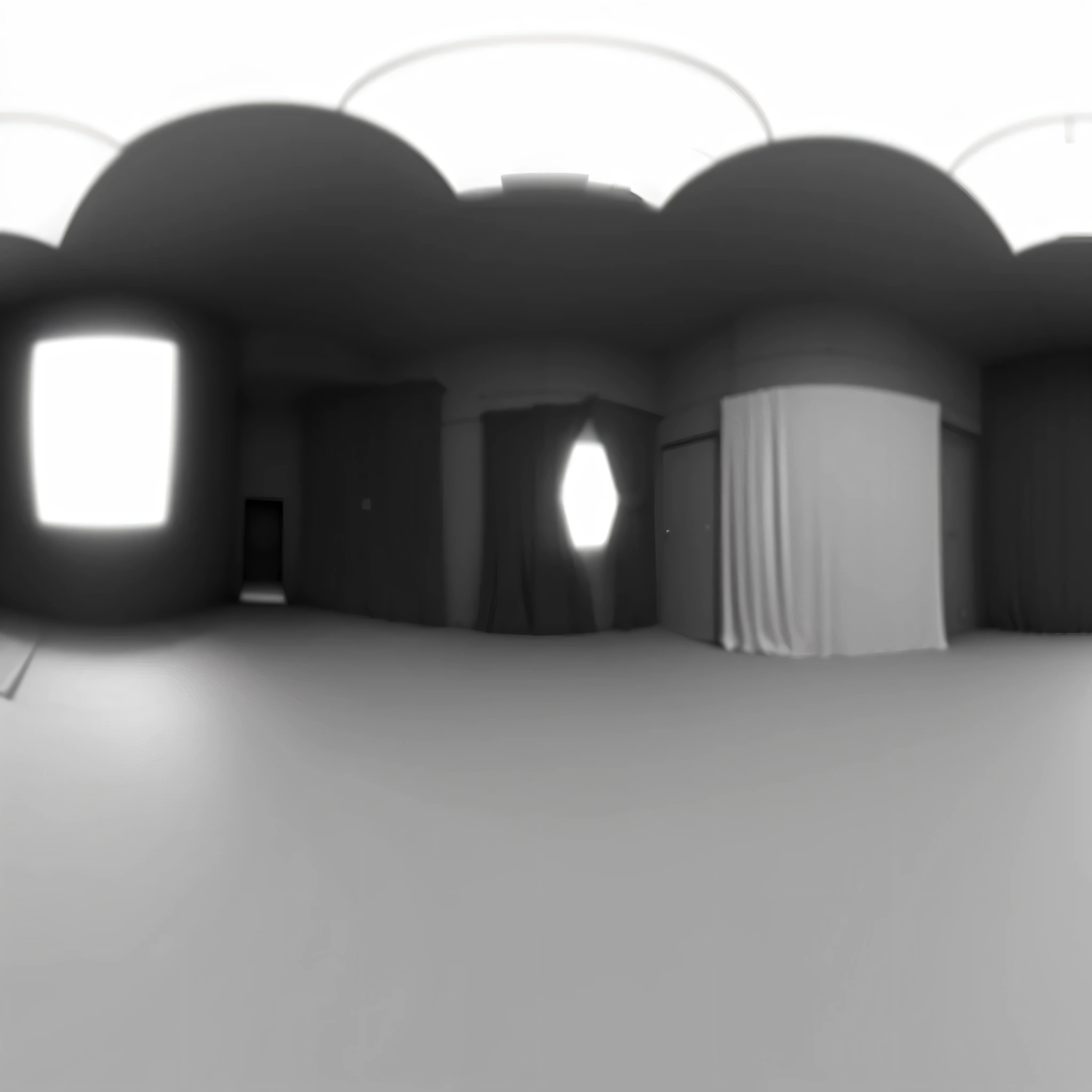A view of a room with a curtain and a stage., 360 monoscopic equirectangular, 360 degree equirectangular, 3 6 0 render panorama, equirectangular, 3 6 0 image, 3 6 0 projection, hdri, immersive, occlusion environment, sperical hdri map, wide FOV, 3 6 0 catch, virtual reality