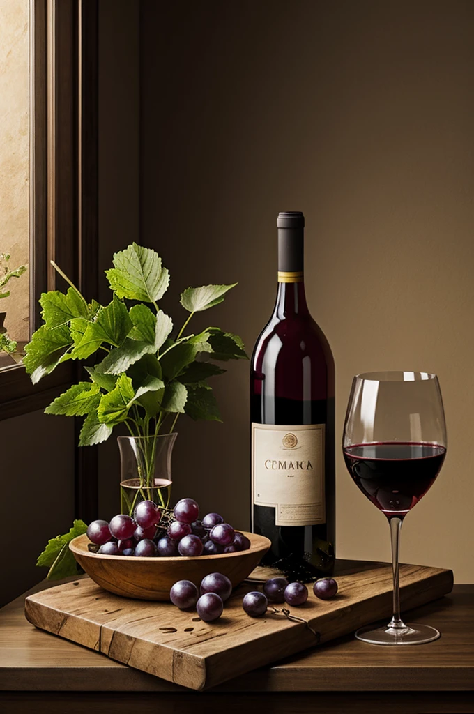 Create a realistic image of a wine still life
