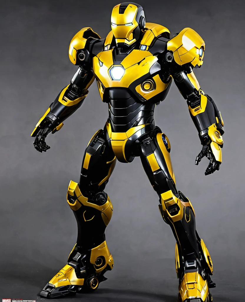 War mechine, black yellow random colour, heroic, full body, black yellow war mechine ironman,