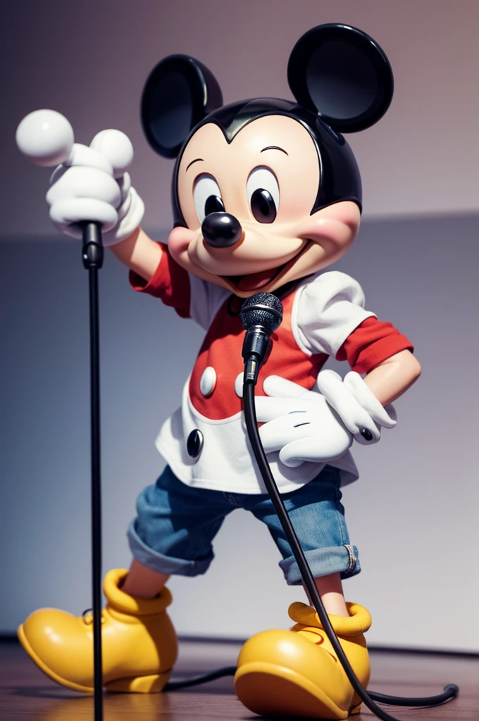 Picture of a little Mickey with a microphone