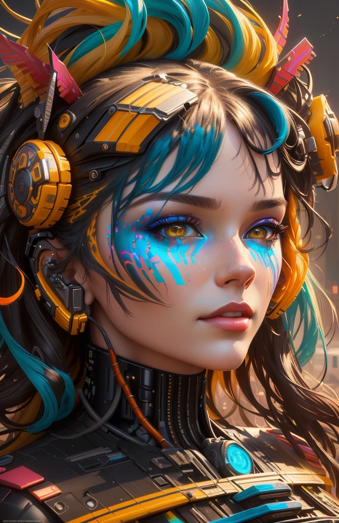 brightly colored sculpture of a woman's face with a colorful background, 4k highly detailed digital art, 3d digital art 4k, karol bak uhd, 4k detailed digital art, digital artwork 4 k, digital art 4k, digital art 4 k, beautiful cyberpunk girl face, realistic digital art 4k, cyberpunk art ultrarealistic 8k