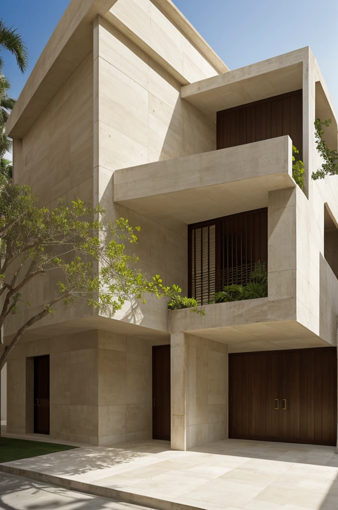 casa de sal minimalist institutional building wooden romanilla stone facade eaves fragmented shadow 2 floors with a stepped anteroom plaza tropical vegetation historic center of pampatar competition rectangular shape architect style Rafael Moneo. non-monumental simple romanilla eaves modular folding contemporary memory Genius loci murals historic stone contemporary romanilla as image folding 90 degrees