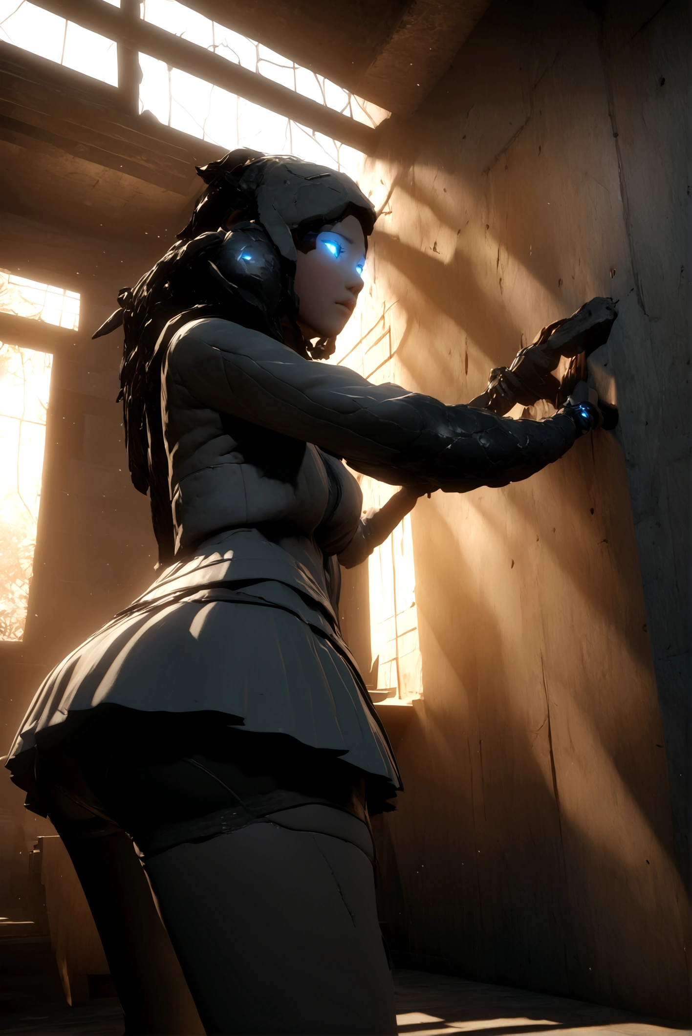Best quality)), ((masterpiece)), (detailed:1.4), 3D, an image of a beautiful Gwen Tennyson age of 25 years wearing red white top as usual has hug and ass and wearing short skirt that not covers her hips properly ,HDR (High Dynamic Range),Ray Tracing,NVIDIA RTX,Super-Resolution,Unreal 5,Subsurface scattering,PBR Texturing,Post-processing,Anisotropic Filtering,Depth-of-field,Maximum clarity and sharpness,Multi-layered textures,Albedo and Specular maps,Surface shading,Accurate simulation of light-material interaction,Perfect proportions,Octane Render,Two-tone lighting,Wide aperture,Low ISO,White balance,Rule of thirds,8K RAW