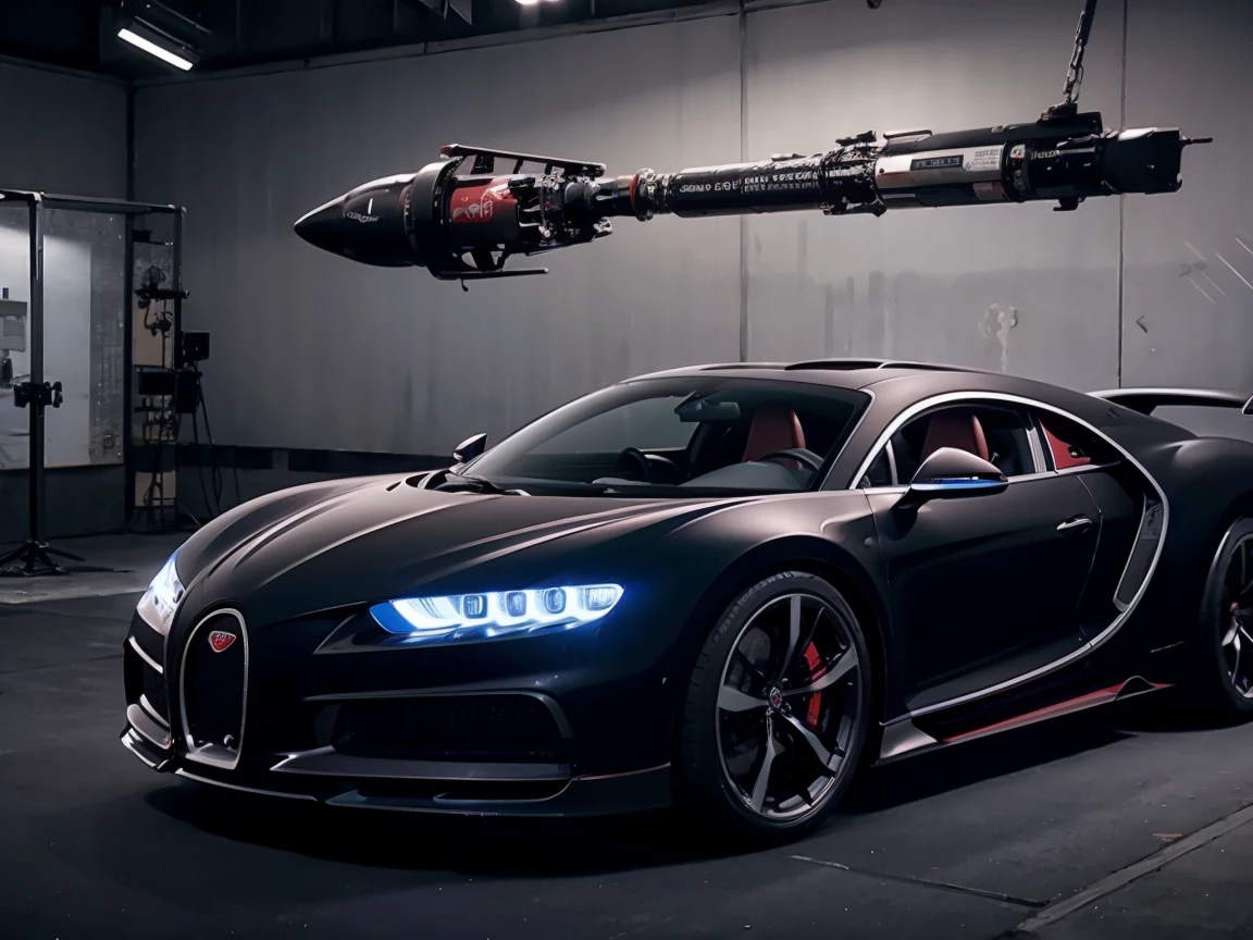 professional campaign image of the red Bugatti Chiron Sport 16, studio shooting, high-fashion photography