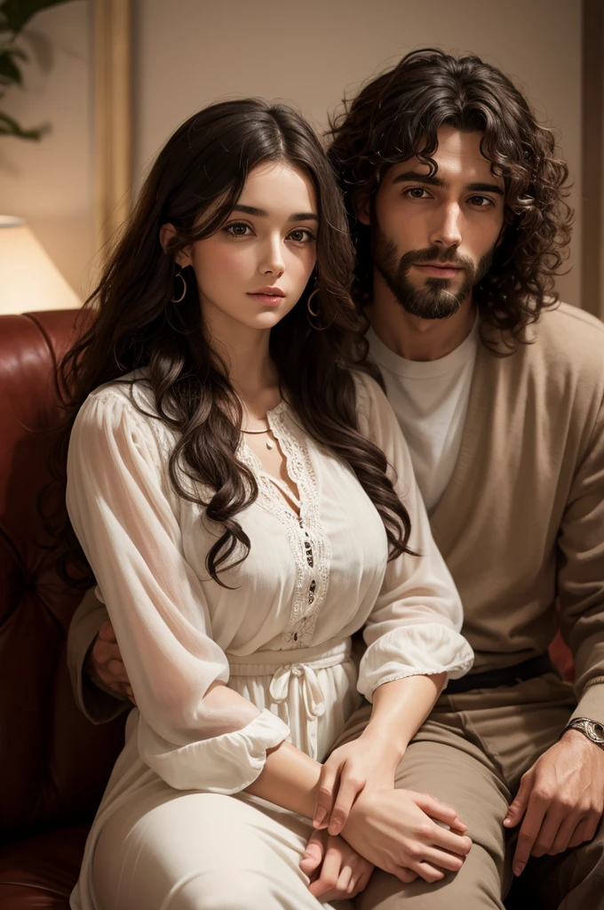 JESUS with a curly-haired woman on his lap