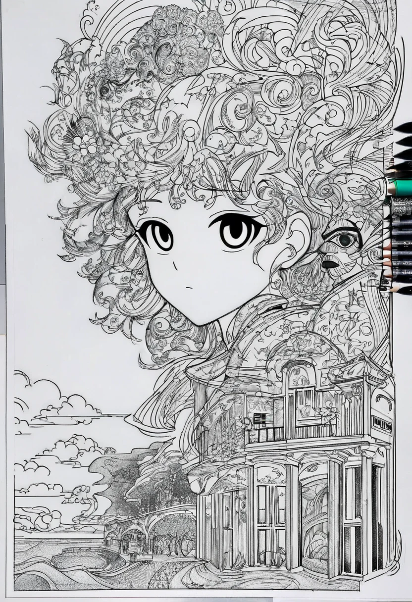 (Anime line drawing:1.5)，(Black and White:1.45)，Minimalism，(Line Art:1.6)，sketch，charcoal drawing，mask，flower,Illustration in surreal art style，surreal dream，Dubrec style,(Multiple Exposure：1.8),art for Coloring Book page, 全White背景, Use only contours, Line Art, Coloring Book, clean Line Art,令人惊叹的White墨水Coloring Book页异想天开的壮丽 , White , (((((纯White背景))))), monochrome, Pure black and white, Draw clear lines, 最高品质的成人Coloring Book风格, Modern anime style, Illustration in homage to Artgerm&#39;Iconic style, Alex Brillot, and Charlie Bovoort, 以数字涂鸦Line Art风格创建, Vector clear line drawing in ink, The cutest cartoon style，Clean lines [Michael Whelan] Less detail，sharp、Clean appearance. Cartoon style inspired by bold and bright lines