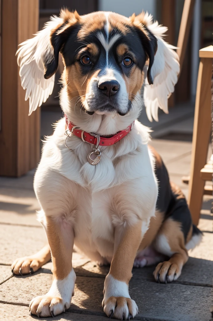 Dog with chicken wings 