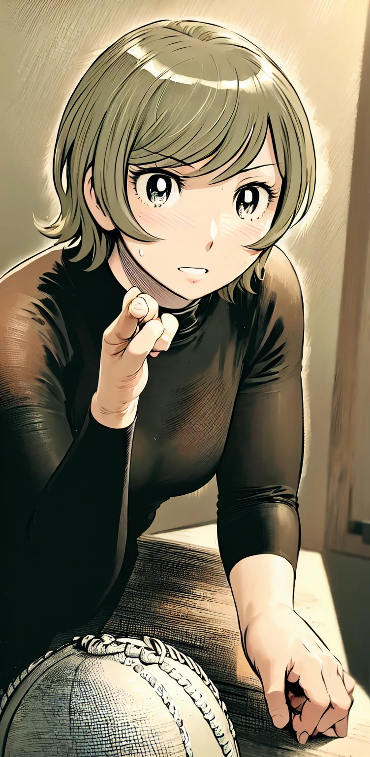 、(masterpiece、Highest quality)、Highest quality, Ultra-high resolution, (((masterpiece))), alone, Sweat、Big eyes,Show Viewer,
blonde,(short hair:1.2),
(Baseball uniforms:1.2), (Highest quality:1.3),One Girl,turtleneck、Black undershirt、School grounds