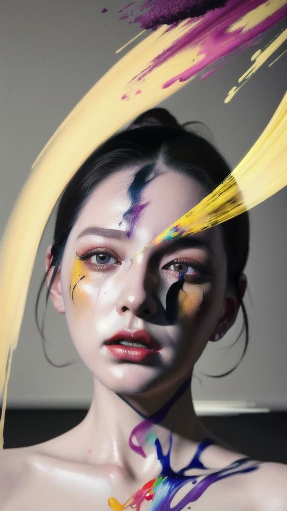 Android Beauty, Powerful paintings inspired by Francis Bacon, Ultra-realistic surrealism, Hyperrealism, fear, art, hyper real painting, Realistic illustration painting, カラフルなHyperrealism, Hyper-realistic digital art