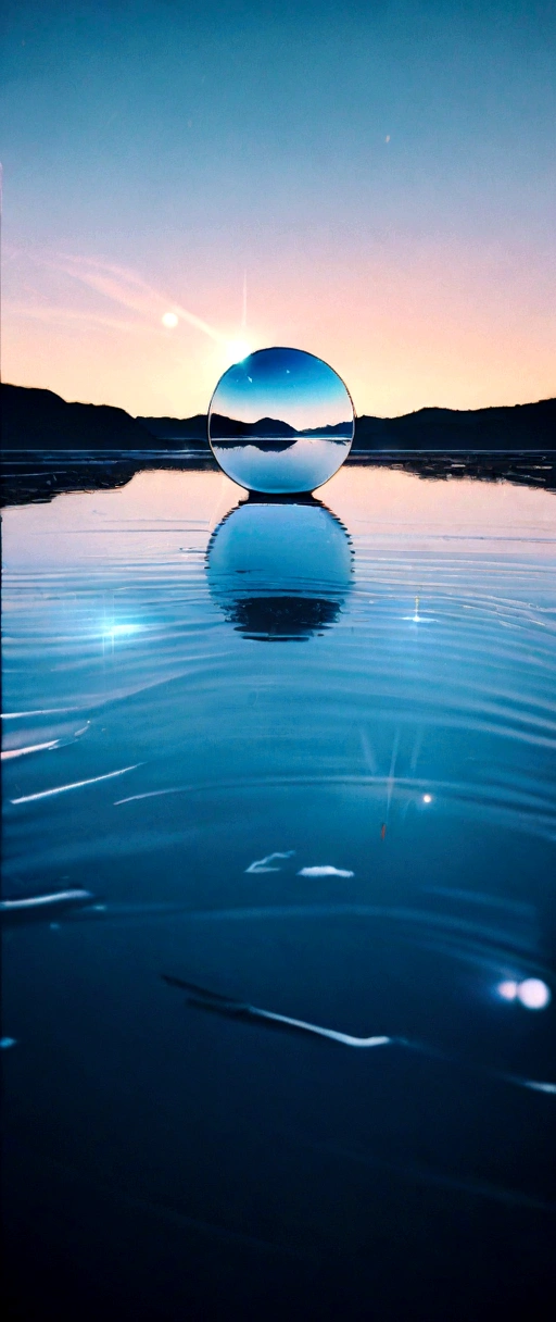 (A glass sphere depicting a soft winter sky over a frozen lake:1.2), (Silk Glass Ball 1.1), Landscape Photography, Unsplash, Very detailed, High detail, Analog Film, Analog Lighting, nature光, 4k photos, 8K Photo, ハイパーrealism, Impressionism, Romanticism, Conceptual Art, Surrealism, realism, Cinema Lighting, Shine, Shine光, god's Raise, Ray Tracing, reflected light, bloom, Film Grain, Optical illusion, Lens flare, Caustics, Exposure, Bokeh, 超High resolution, masterpiece, Very detailed, Attention to detail, high quality, Awards, 最high quality, High resolution, 16K, 8K, 4K, nature