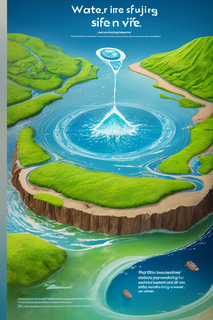 Water is the source of life for people，Water saving poster，Rich graphics，Reminder for environmental protection，Protect the ecological environment