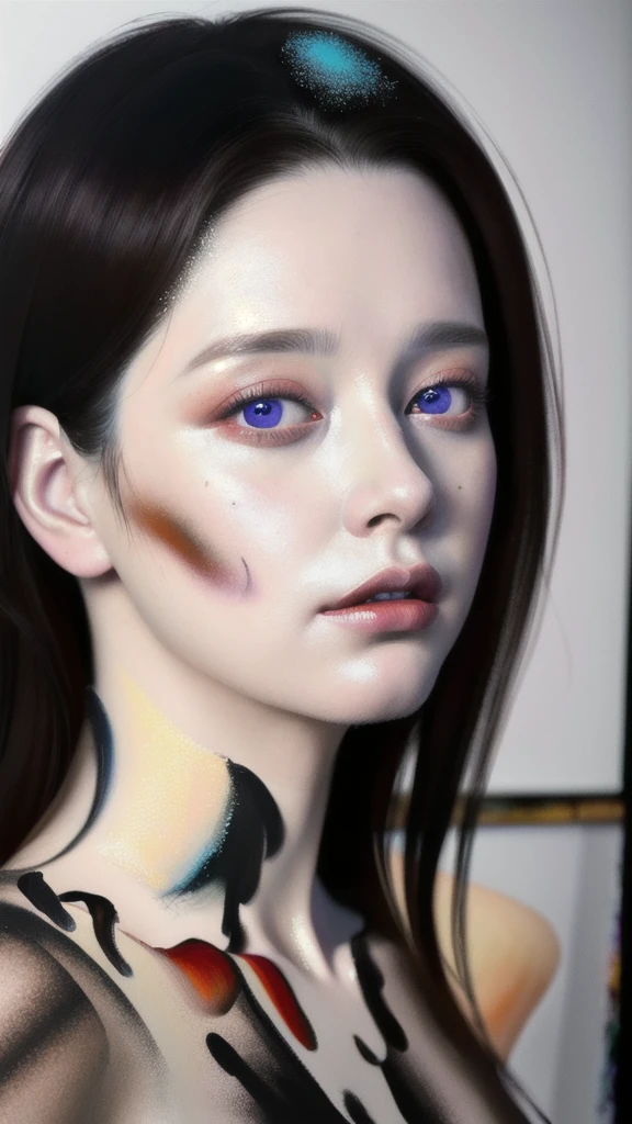 Android Beauty, Powerful paintings inspired by Francis Bacon, Ultra-realistic surrealism, Hyperrealism, fear, art, hyper real painting, Realistic illustration painting, カラフルなHyperrealism, Hyper-realistic digital art