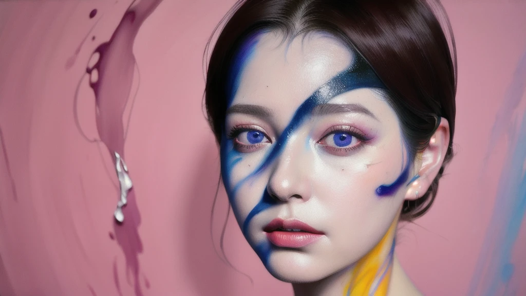 Android Beauty, Powerful paintings inspired by Francis Bacon, Ultra-realistic surrealism, Hyperrealism, fear, art, hyper real painting, Realistic illustration painting, カラフルなHyperrealism, Hyper-realistic digital art