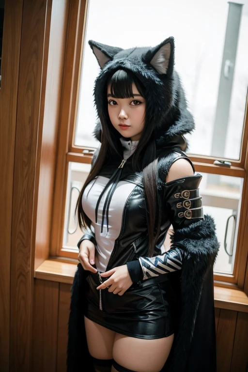 A girl in wolf cosplay