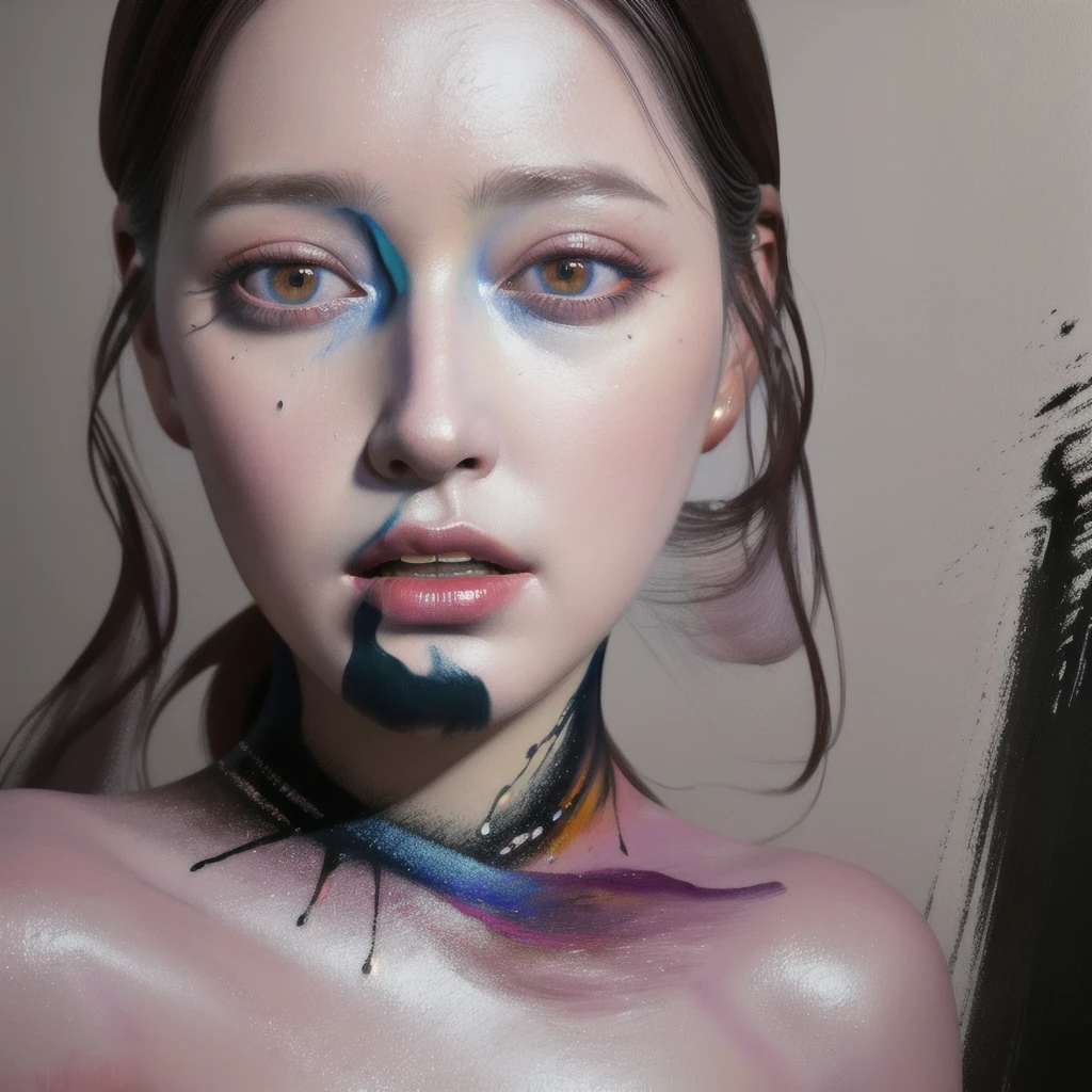 Android Beauty, Powerful paintings inspired by Francis Bacon, Ultra-realistic surrealism, Hyperrealism, fear, art, hyper real painting, Realistic illustration painting, カラフルなHyperrealism, Hyper-realistic digital art