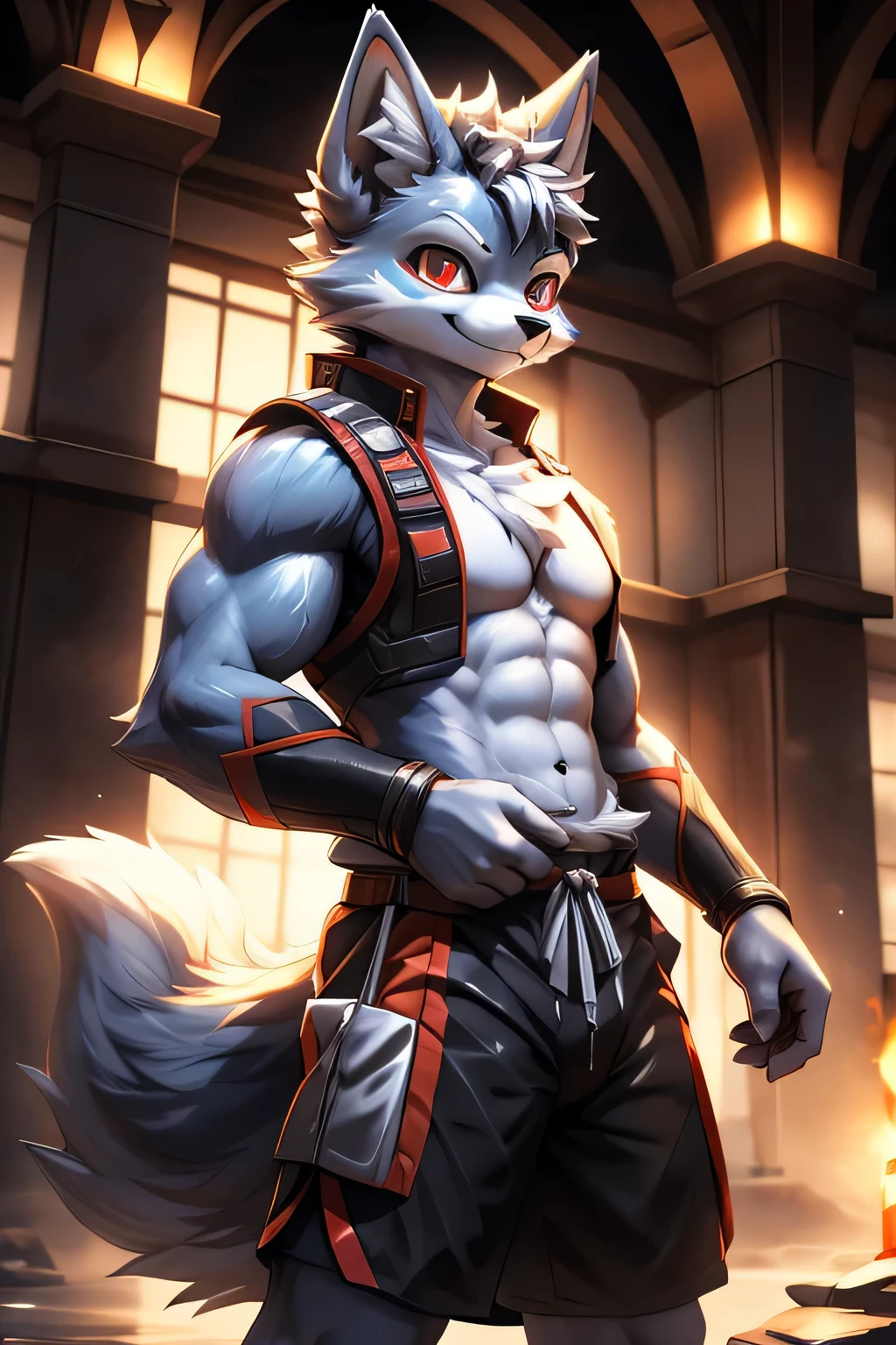  bathhouse，Star Fox，Adult male，(A detail) ，Fluffy，Solitary，Photographing Realism，((clear structural details))Meticulous and realistic，AttentiontoDetail，(Blue pupils) ，((Silvery-white glowing eyes)))Smile，Smile，Slim，soft，4K，excellent quality，High Detail，Fur details，((Tail in the right place)Two ears，Sports shorts HD 4K Star Fox, crystal, Star Fox, male,Dark emerald hair， (detailed), Fluffy, Solitary, Meticulous and pragmatic, Delicateeyes(( Black and red eyes)),，He was wearing a white cloth bag， Standing， Sexual desire，Hitting on someone，Slobber，Strong body，180cm