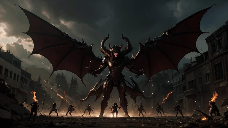 Demonic creatures and deceptive figures emerge from the depths, In a whirlwind of light and fury, the heavenly angels clash against the dragon and his followers in an epic battle for the fate of the human soul. representing Satan and his servants, sowing discord and rebellion in the last days.